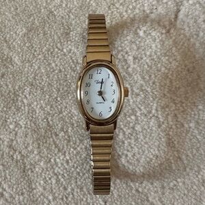 Timex Women's Gold-Tone Watch with White Dial